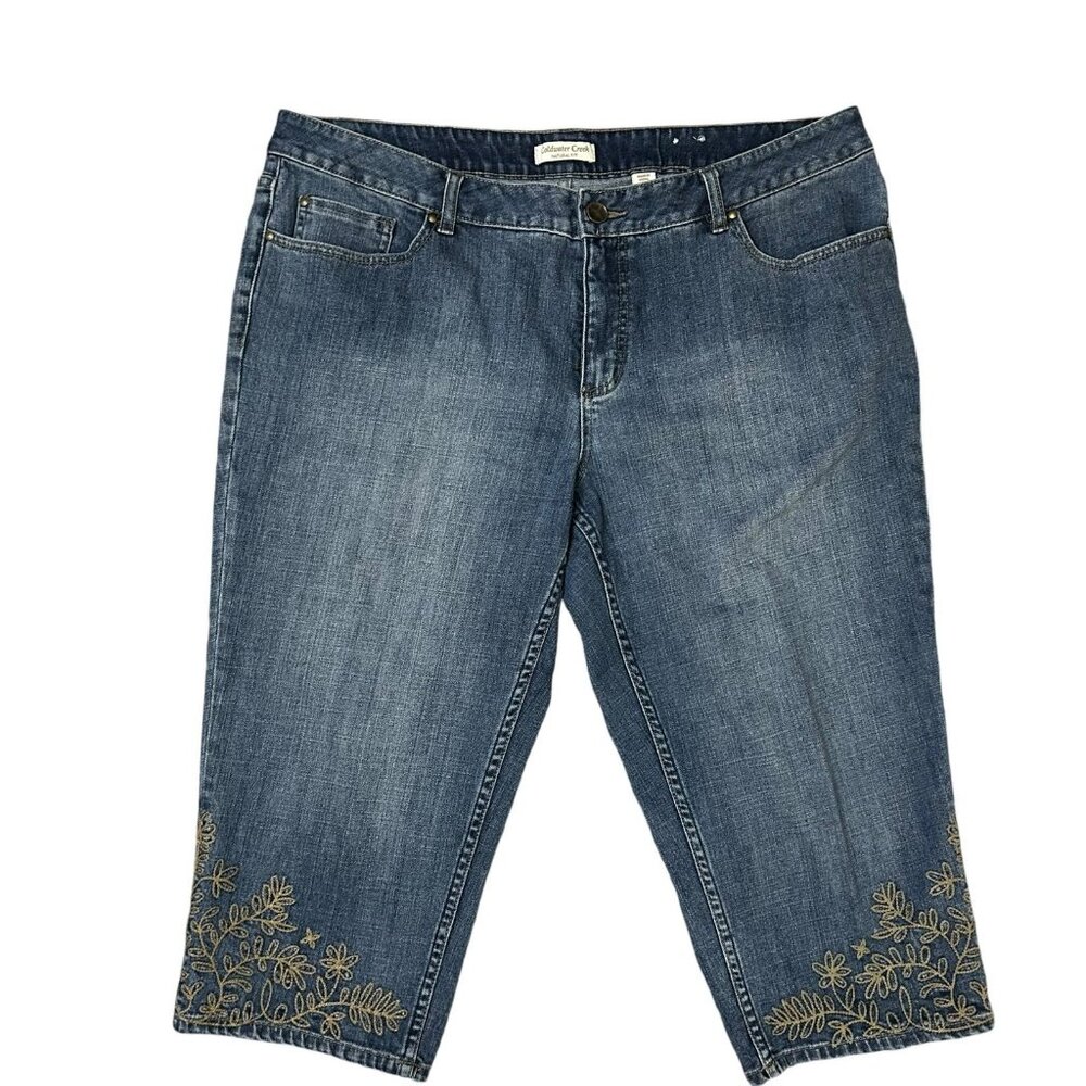 Coldwater Creek Natural Fit Capris Jeans W/Embroidery-size 18